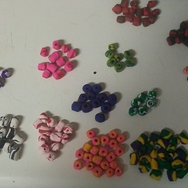Tiny Small Little Handmade Fimo Clay Beads .5-1cm long 10 Beads per Set