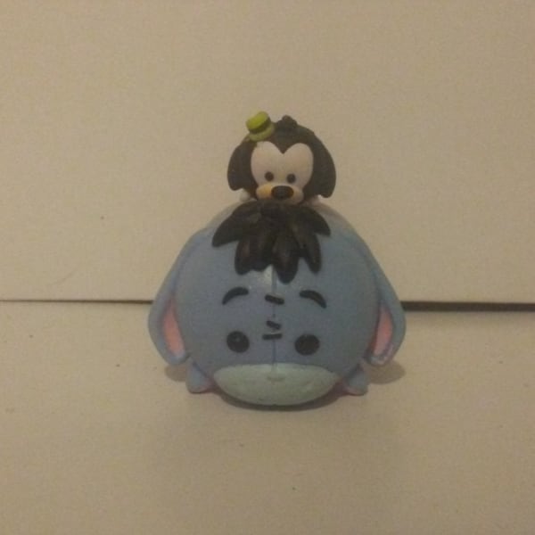 Vintage Disney Tsum Tsum Lot of 2 Collectible Stacking Toys, Goofy and Eyore, .75" and 1.75" Long