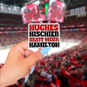 Sticker - Sticker Devils du New Jersey, stickers, cadeaux Devils du NJ, Hughes, Meier, Hischier, Bratt, Hamilton, Lets go Devils, LNH, Hockey, NJ