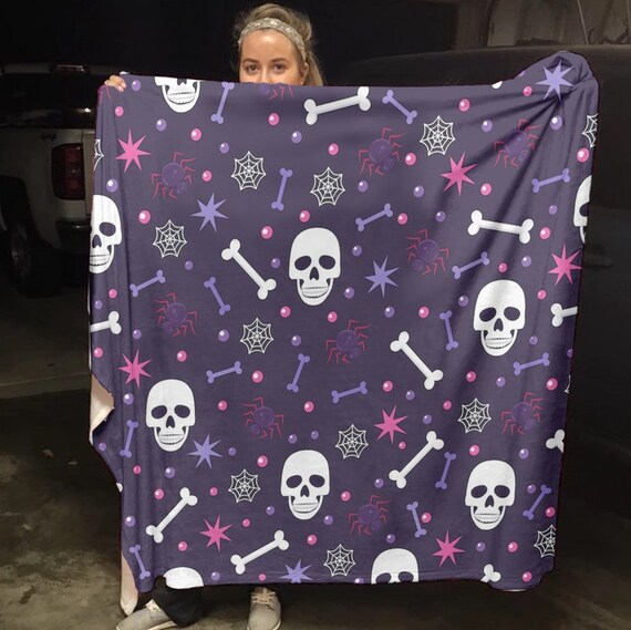Skull Throw Blanket Till Death Do Us Part Black Home Decor Etsy