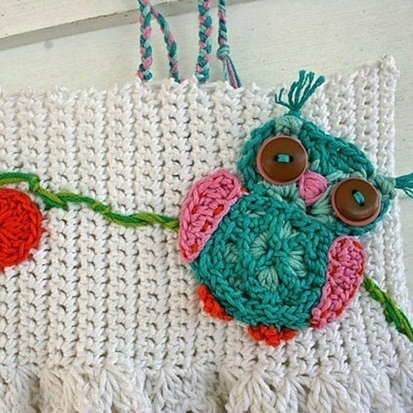 Crochet Owl Applique ebook pattern how to instructions PDF file instant download