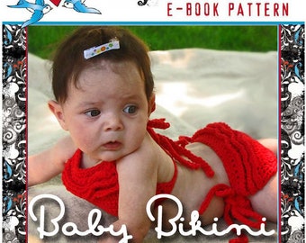 Crochet Pattern Ruffled Baby Bikini PDF file instant download easy