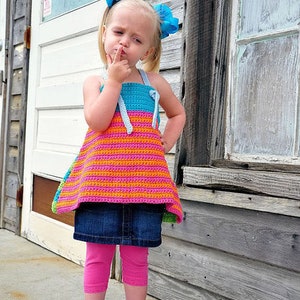 Crochet Pattern Bright Stripes Halter Top by anjibeane sizes 2/4/6/8