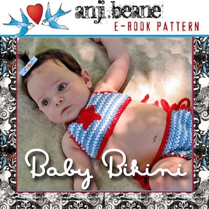 Crochet Pattern Stars and Stripes Baby Bikini 6-12 months Easy Beginner PDF file instant download