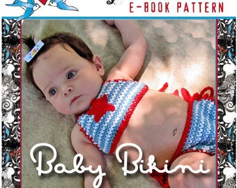 Crochet Pattern Stars and Stripes Baby Bikini 6-12 months Easy Beginner PDF file instant download