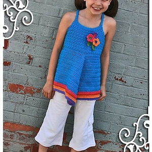 Crochet Pattern Adia Halter Top Girls Summer PDF Download File