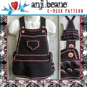 Crochet Pattern Ruffled Baby Overalls Dress PDF instant download