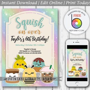 Squish Birthday Party Invitation: Editable Template (Digital Download)
