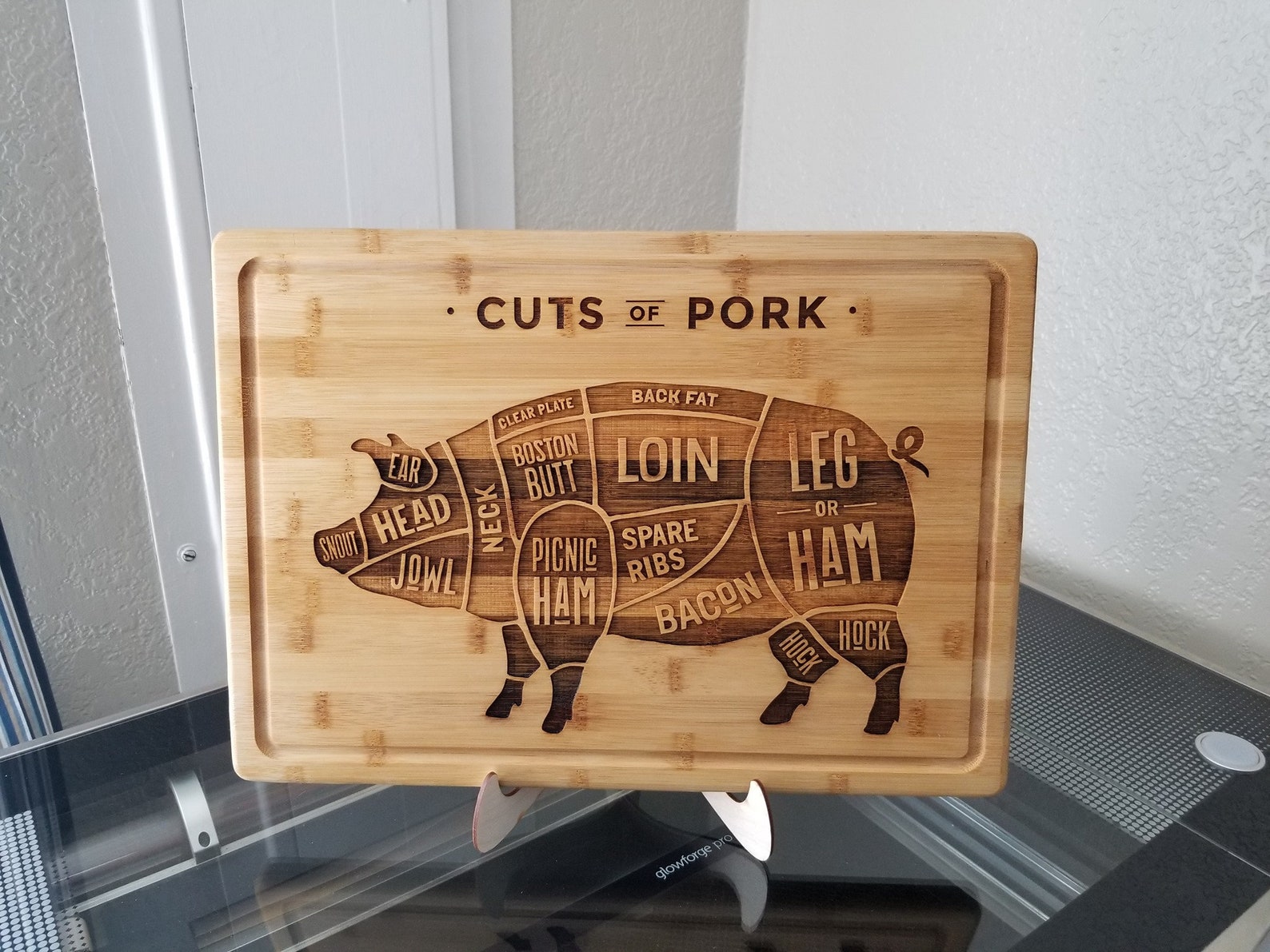 Laser Etched Bamboo Cutting Board Butcher's Diagram Etsy