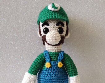 Handmade Crochet Green Plumber Doll - Amigurumi Toy - Ready to Ship