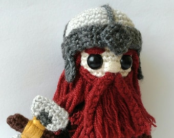 Handmade Dwarf Warrior Crochet Doll Amigurumi Toy – Free Worldwide Shipping