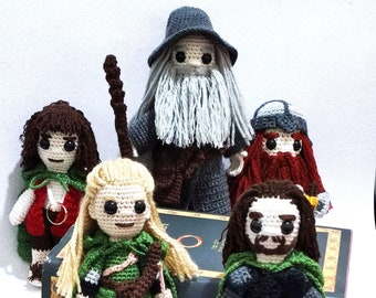 Handmade Fantasy Adventure Crochet Dolls Bundle, Amigurumi Heroes Set