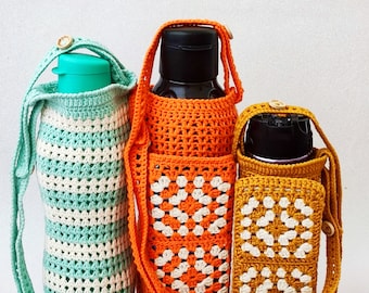 Water Bottle Holder / Phone Carrier / Amigurumi Crochet/adjustable strap/drink cozy.