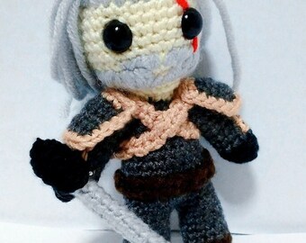 Geralt of Rivia Plush Doll, The Witcher 3 Wild Hunt Inspired, Amigurumi