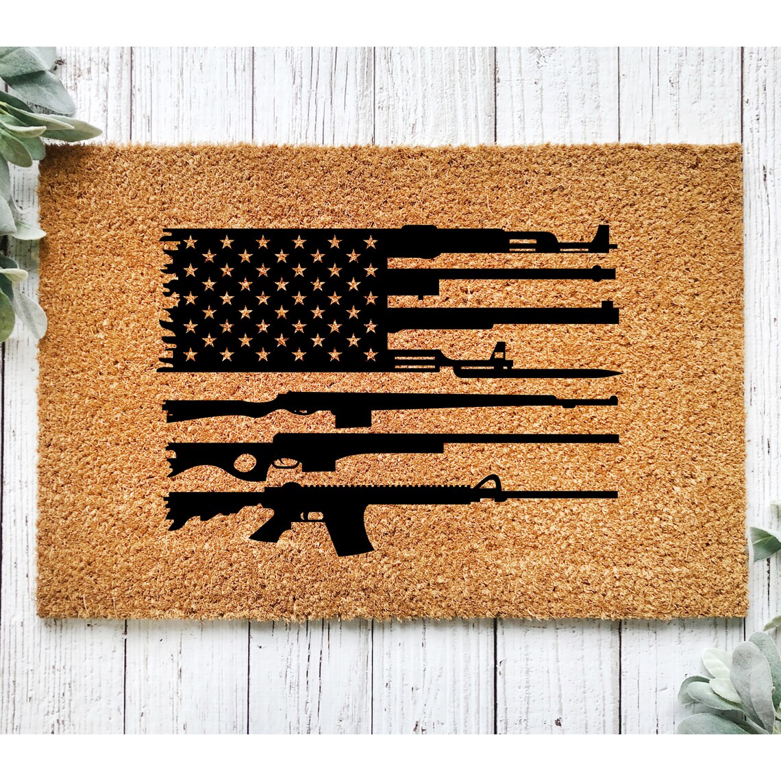 Gun Flag Door Mat 2A Gun lover Gift Gifts for Him Etsy