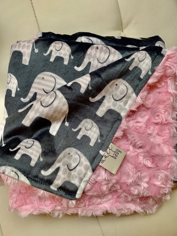 Elephant Baby Blanket Toddler Minky Blanket Gray Etsy