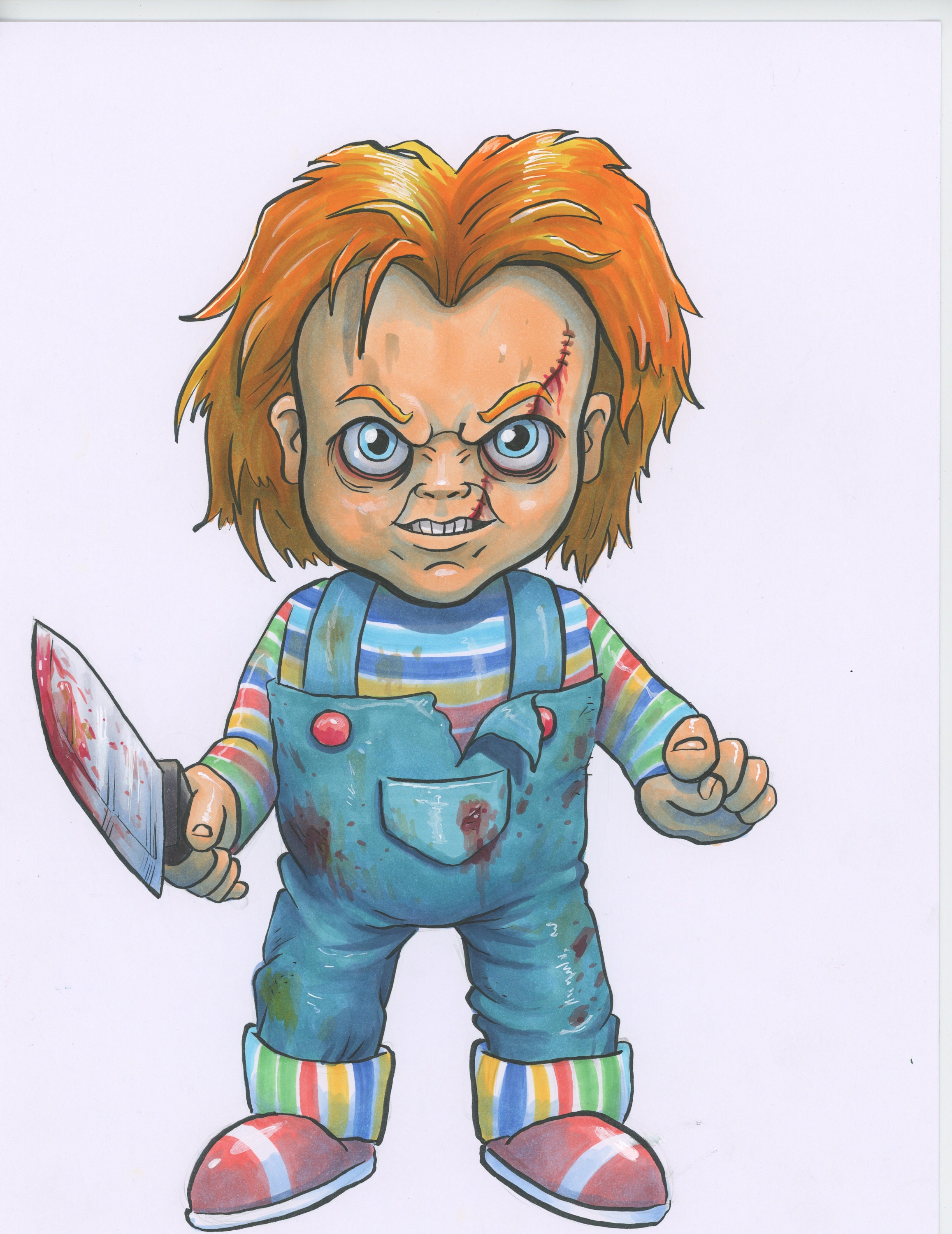 チャッキー人形、ホラーオリジナルアート、グロテスクなファンアート