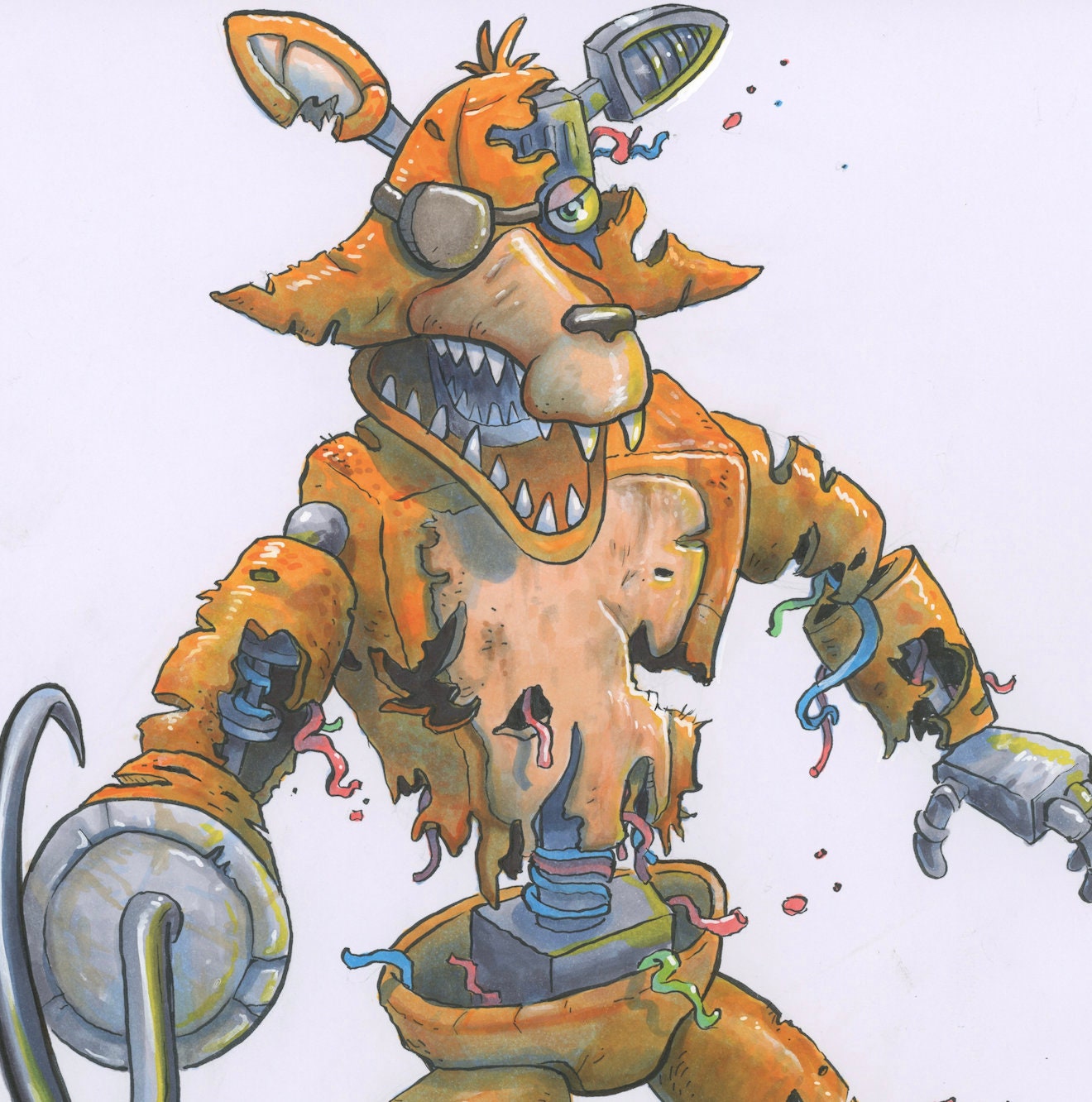 Withered Foxy Five Nights At Freddy'S Character Art Hand - Etsy
