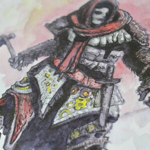 Cave Dweller, Original Character Design 9"x12" Watercolor Painting, Sci Fi Art, Weird Comic Artwork, Unique Science Fiction Drawing, Gothic