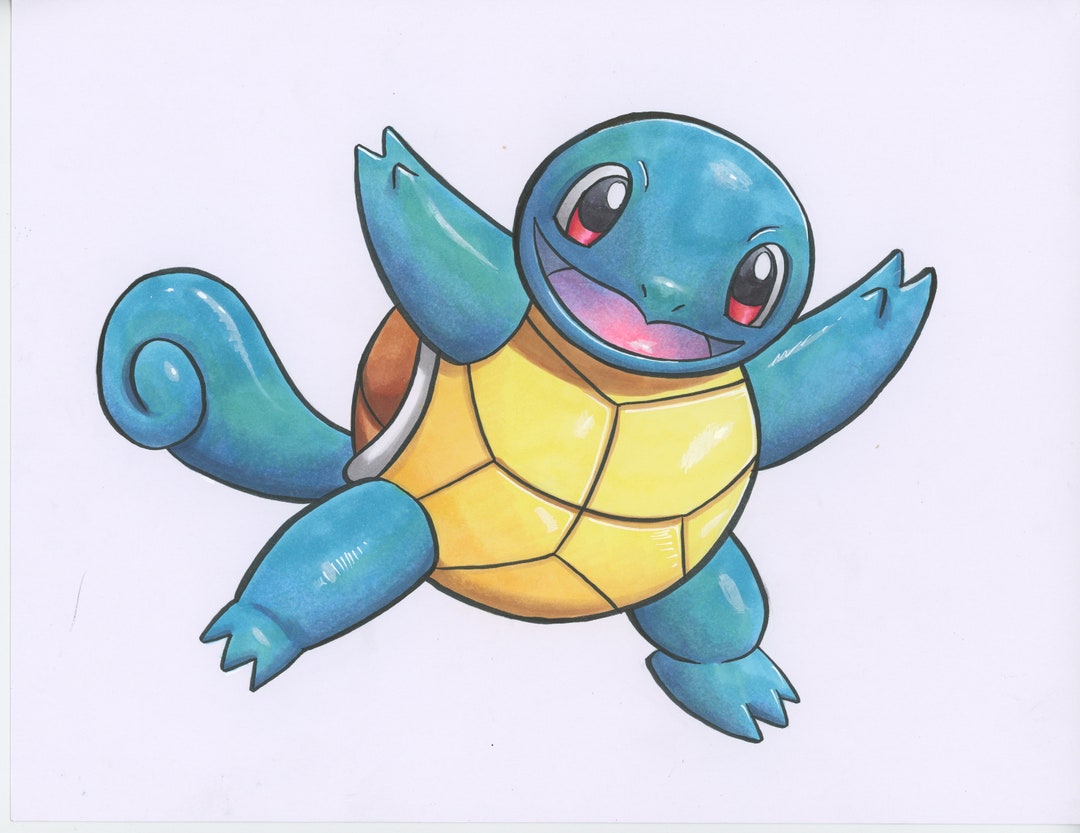 Squirtle Pokemon Character Art, Hand Drawn Fan Art by Daniel Grissom