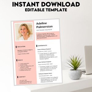 SOFTWARE ENGINEER RESUME, Professional Resume, Digital Downloadable A4 Resume Template For Software Engineer, Resume Template Word
