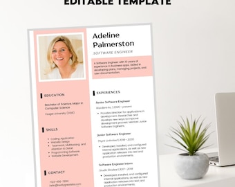SOFTWARE ENGINEER RESUME, Professioneller Lebenslauf, digital herunterladbare A4 Bewerbungsvorlage für Software-Ingenieur, Lebenslauf Vorlage Word