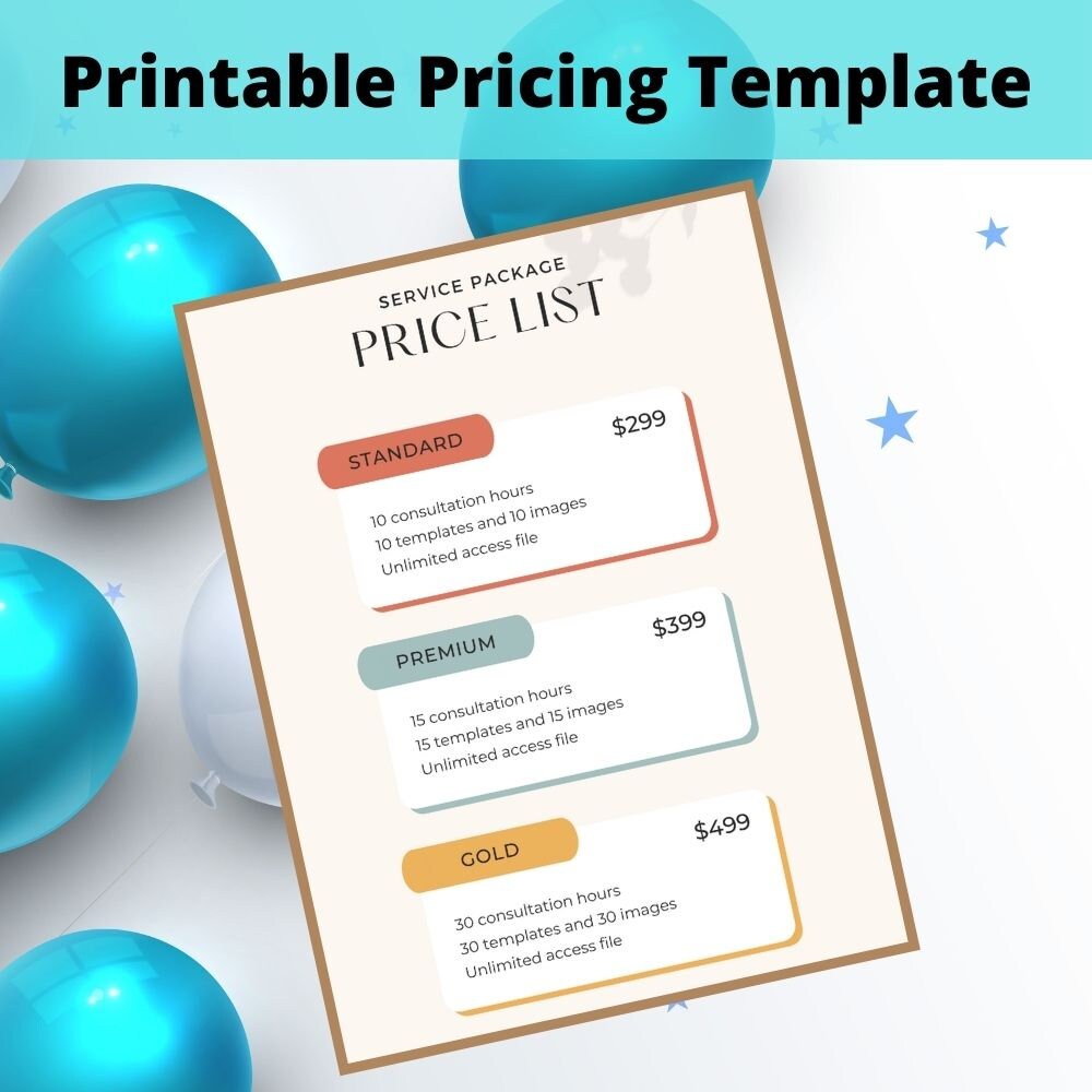 Buy MINIMAL PRICE LIST, Price List Template, Downloadable Aesthetic ...
