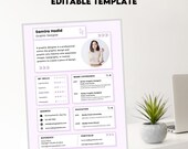 CUTE RESUME TEMPLATE, Ats Resume Template, Digital Downloadable Lilac Ui Minimalist Resume Template With Cover Letter, Executive Resume