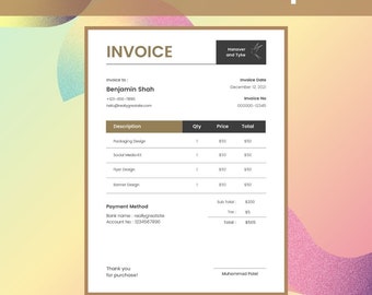 Brown MINIMALIST And Modern BUSINESS INVOICE, Editable Order Form, Printable Order Form Client Billing Sheet Invoice Template