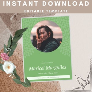 FUNERAL ANNOUNCEMENT, MEMORIAL Service, In Loving Memory Mericel Margulies Scripture Funeral Template, Digital Editable Pdf Funeral