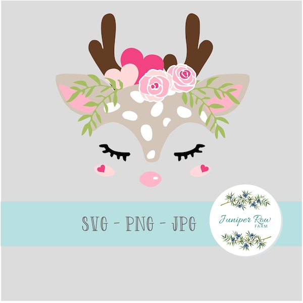 Baby Deer Valentine Digital File, svg, png, jpg, Love, Baby Girl, Nursery Art