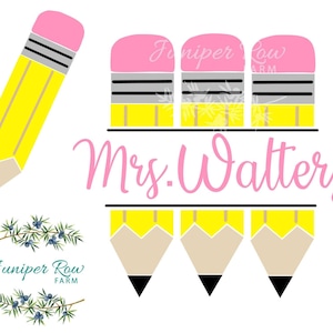 Teacher Sign Pencil Monogram SVG Design File Bundle