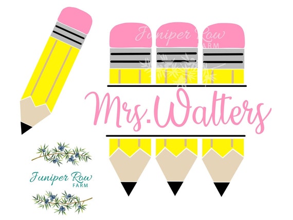 Teacher Sign Pencil Monogram SVG Design File Bundle