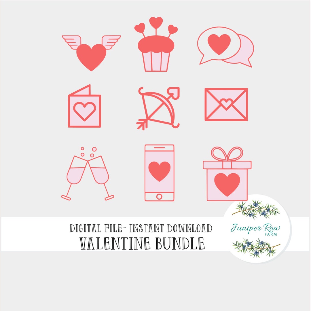 Valentine Icon Bundle Digital File SVG Bundle Download Cut - Etsy