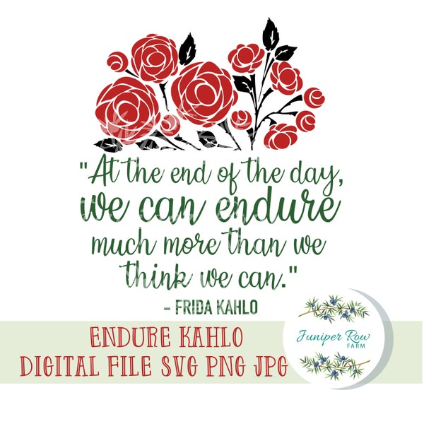 Frida Kahlo Quote Digital, Mexican Art, Feminist Icon, svg png jpg , we can endure