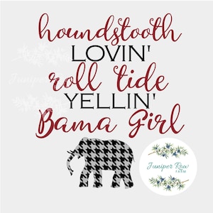 Arquivo digital Bama Girl Houndstooth Alabama Fan Roll Tide, svg png, sublimação ou corte, espírito da maré carmesim