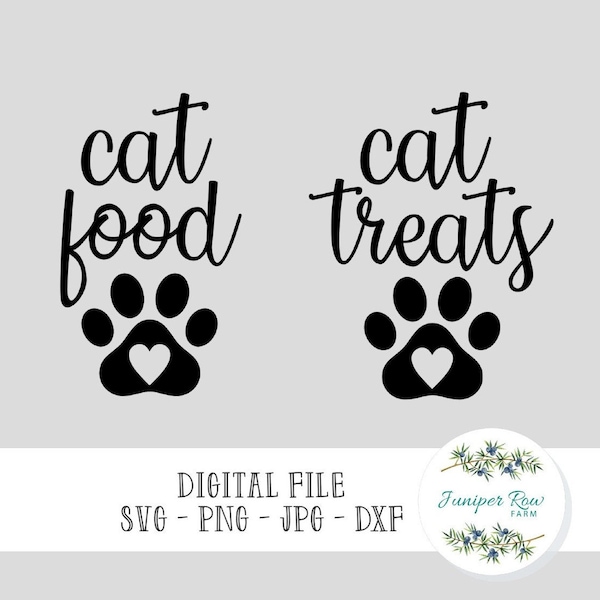 Cat Labels Digital File, svg, png, jpg, dxf, Cat food, cat treats, pet svg, pantry