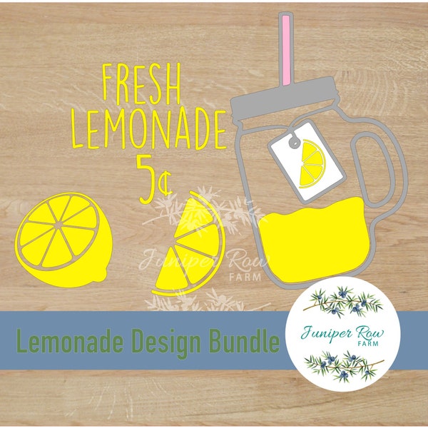 Fresh Lemonade Mason Jar Drink Lemon SVG Bundle, summer svg, cute country cut file, farmhouse wood sign design, mason jar svg