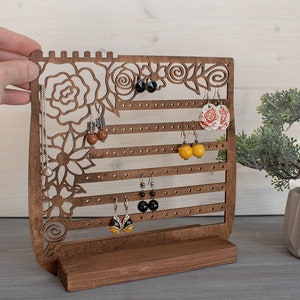 Wooden Jewelry Organizer Flowers / Earring Holder / Wood Jewelry Storage / Gift for any woman / Jewelry Stand image 2