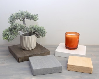 Solid Wood Riser Stand: Farmhouse Rustic Display Base for Candles, Vases