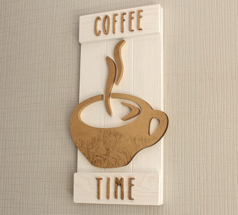 Wooden Coffee Bar Sign, Coffee Time, Coffee Cup, Wall Decor, Wood Sign ...