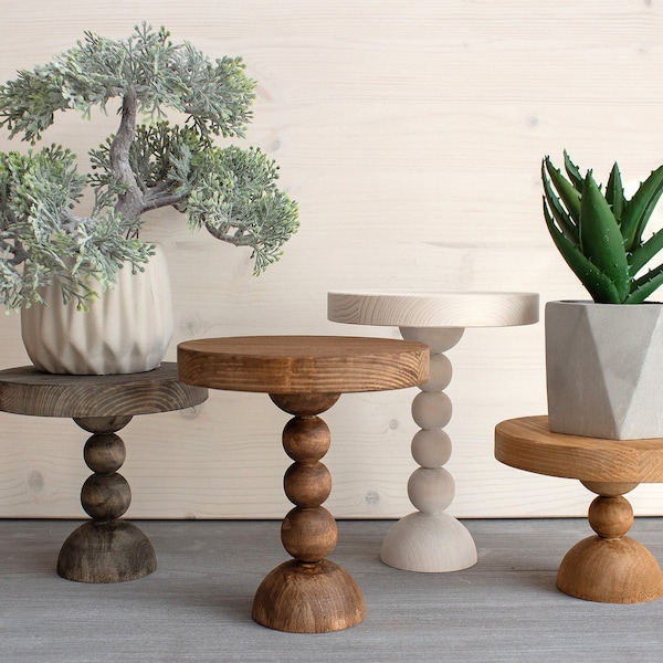 Miniaturowy okrągły stojak z drewna / Podstawka pod tacę piętrową / Podstawka w stylu rustykalnym / Podstawka pod kubek / Stojak w stylu rustykalnym /