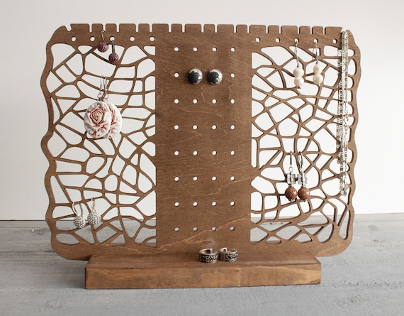 Wooden Jewelry Organizer / Earring Holder / Wood Jewelry Storage / Gift for any woman / Jewelry Rings Display