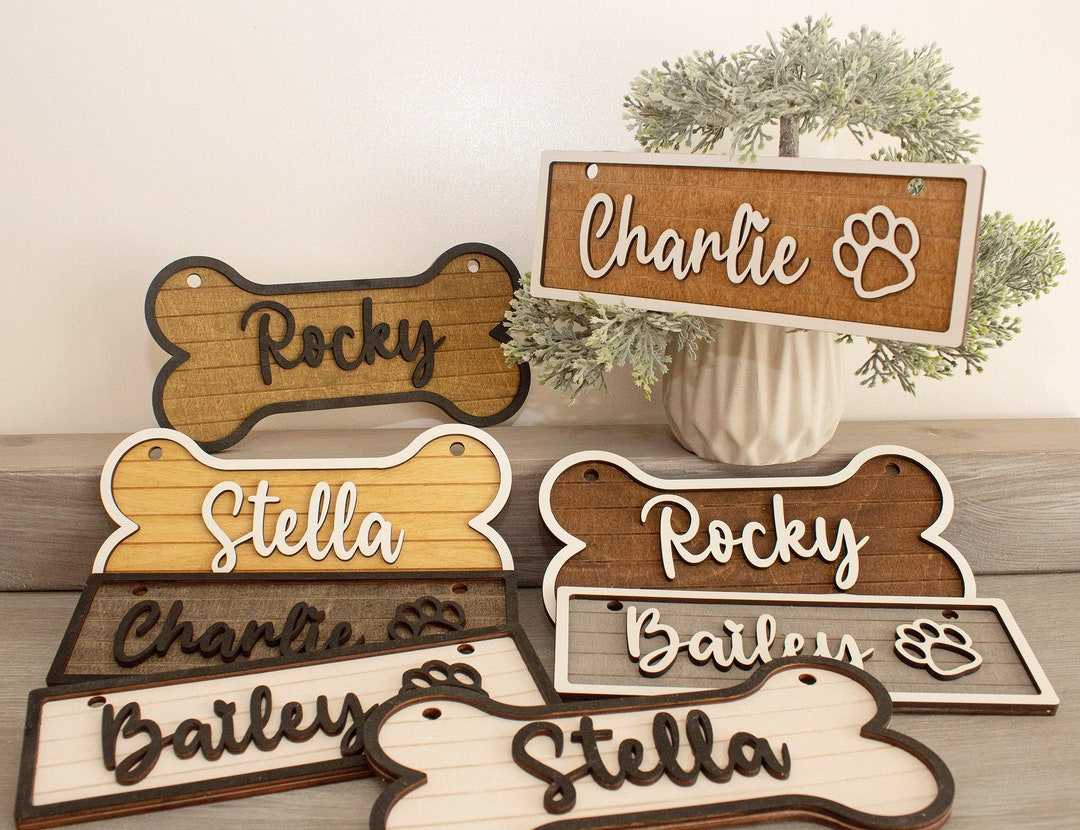 Wooden Dog Name Tag, Dog Kennel Sign, Personalized Pet Tag, Dog Room
