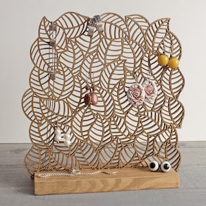 Wood Jewelry Organizer - Tree Leaves / Earring Holder / Wooden Jewelry Storage / Gift for any woman / Jewelry Stand