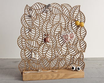 Wood Jewelry Organizer - Tree Leaves / Earring Holder / Wooden Jewelry Storage / Gift for any woman / Jewelry Stand