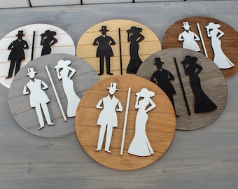 Wood Bathroom Sign, Unisex Restroom Decor, Cabin Decor