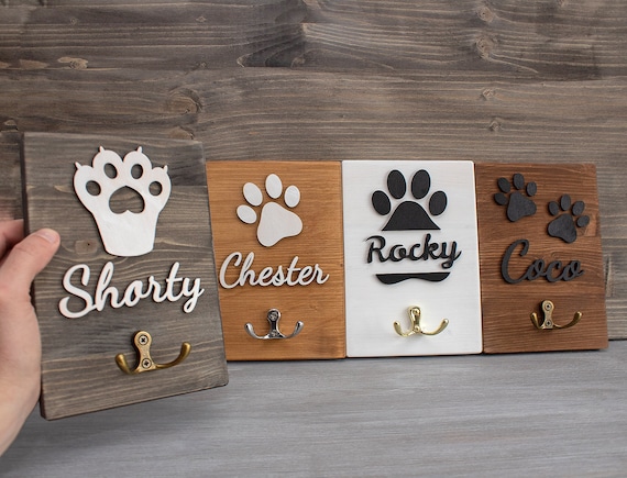 Etsy wooden dog leash holder hot sale