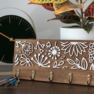 Handmade Wooden Key Holder, Key Rack, Wall Key Holder, Key Hanger ...
