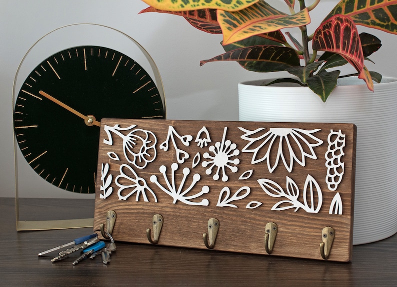 Handmade Wooden Key Holder, Key Rack, Wall Key Holder, Key Hanger ...